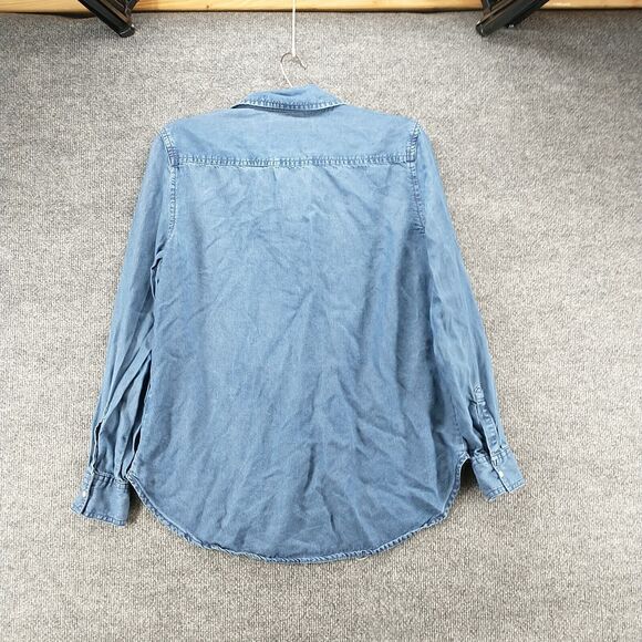 Lola River Women's Button Front Shirt Blue Small Chambray Long Sleeve Pocket - Picture 5 of 12